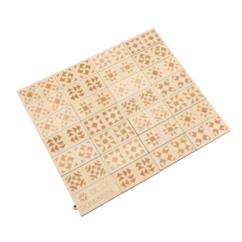 Juego de dominó de madera con 28 piezas grabadas miniatura 3