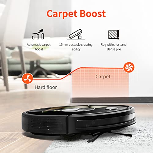 Ultenic D5s Pro+ Robot Aspirateur Laveur 3000PA 2 en 1, 150min d'Autonomie, Contrôle Intelligent avec App et Alexa, Idéal pour Les Poils d'animaux, Cheveux, Poussière et Moquettes - Image 7