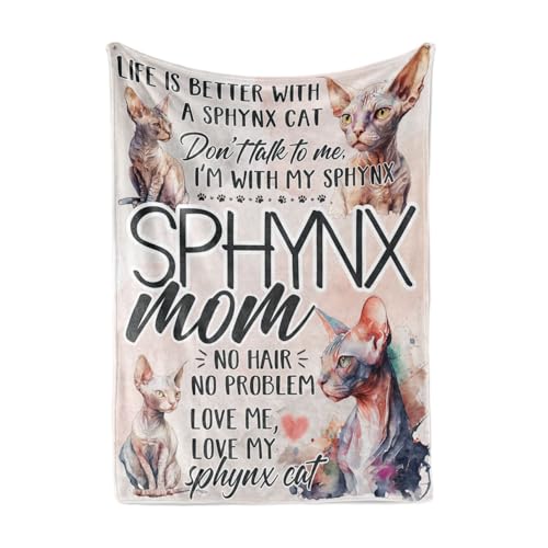 Huglanket Regalos de gato Sphynx, regalos de mamá de gato para mujeres, manta para todas las estaciones, mamá Sphynx Huglanket Regalos de gato Sphynx, regalos de mamá de gato para mujeres, manta para todas las estaciones, mamá Sphynx