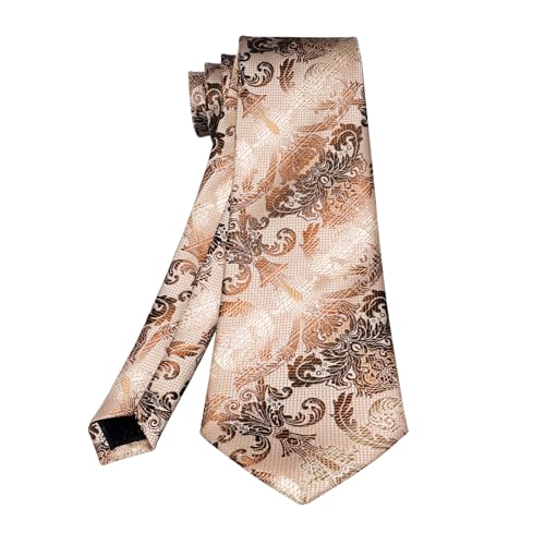 Image of 5PCS Mens Silk Designer Tie, Pocket Square, Cufflinks, Drilled Tie Ring and Lapel Pin Set for Wedding Groom Party