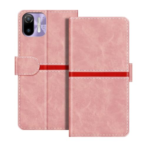 ESACMOT ���U�[�E�H���b�g�P�[�X Ulefone Note 6T �Ƃ̌݊������� ���X�g���C�v�f�U�C�� �J�[�h���[�t�� �}�O�l�b�g���蒠�^�J�o�[ (�s���N)