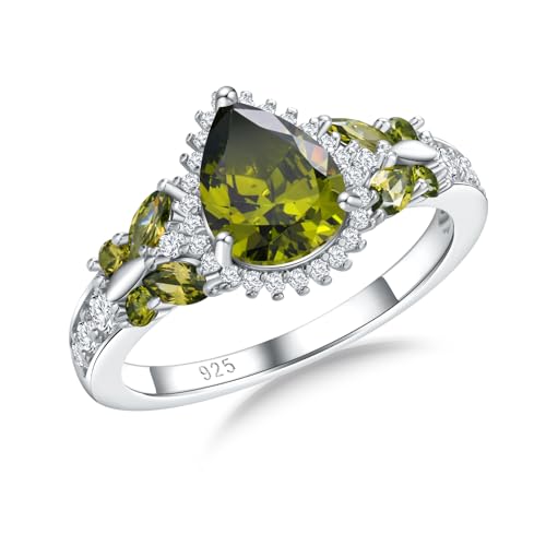RANDES Peridot Rings for Women Elegant Butterfly Ring in Sterling