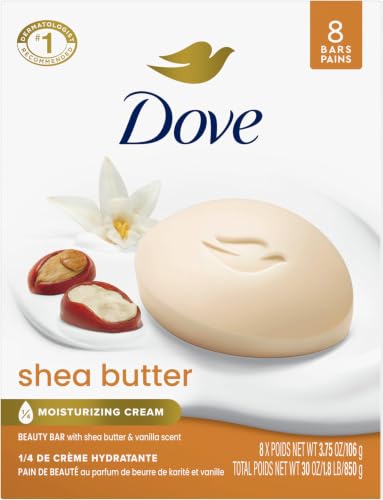 Image of Dove Beauty Bar Soap Shea Butter,for Nourished,Radiant Skin,Enriches Skin 3.75 oz,(Pack of 72)