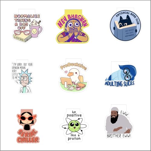 Image of Zesta Magnetic Bookmark Set of 9 | Aesthetic Book Mark for Reading | Cute Anime Bookmarks for Kids, Students | Book Accessories for Novels, Gifts for Readers