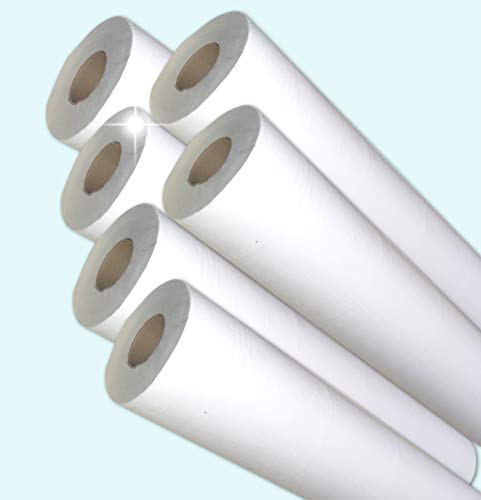 DSTOCK60- 6 Rollos para camilla de papel liso desechable blanco doble capa con precorte 50x38cm, 135 hojas- guata de celulosa pura- sábanas médicas en rollo de papel liso Cover