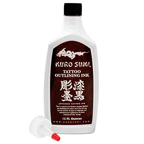 Kuro Sumi Tattoo Ink - Outlining Black - 12 oz Bottle