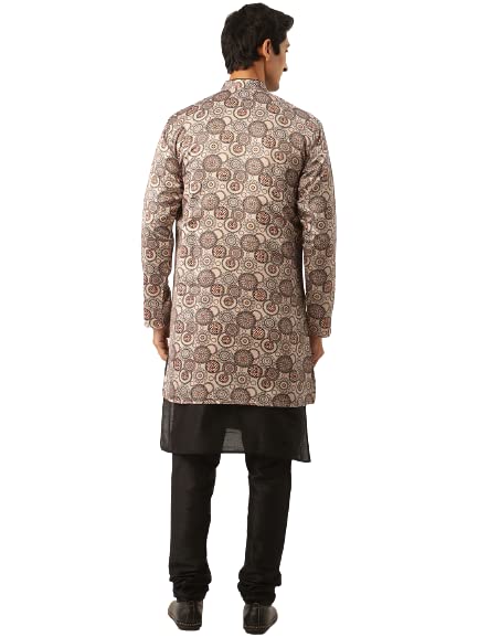 Image of SOJANYA (Since 1958 Men's Silk Blend Black Kurta Pyjama & Sherwani Set