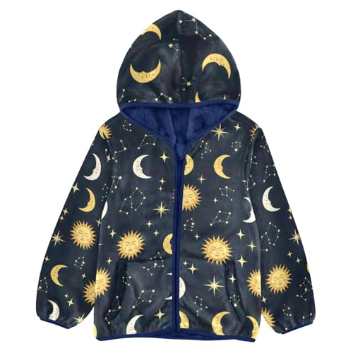 CHIFIGNO Sun Faces Moon Boy Fleece Zip up Jacket, Soft Lightweight Fleece Jacket 3T