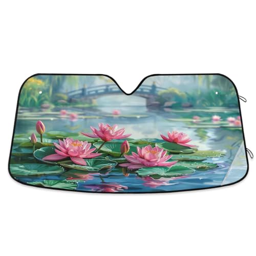 Pare-soleil de voiture pliable en accordéon - Bloque les rayons UV - Garde votre véhicule au frais - 139,7 x 70,1 cm