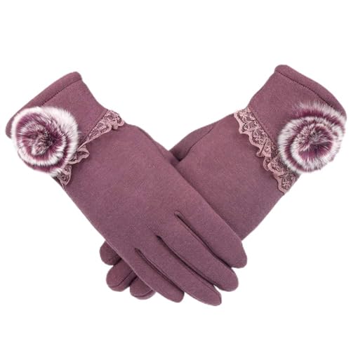 Guantes de invierno para mujer con forro de terciopelo térmico color pasta roja talla L