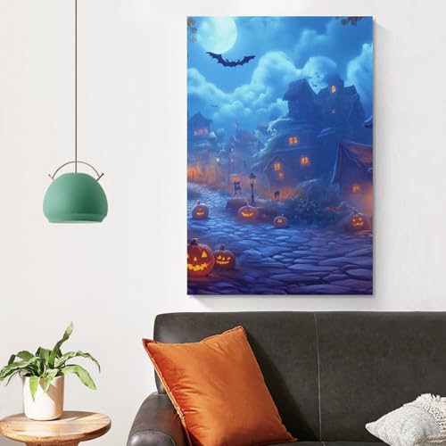 Décoration Village Halloween Peinture Murale sur Toile Premium 50x75 cm