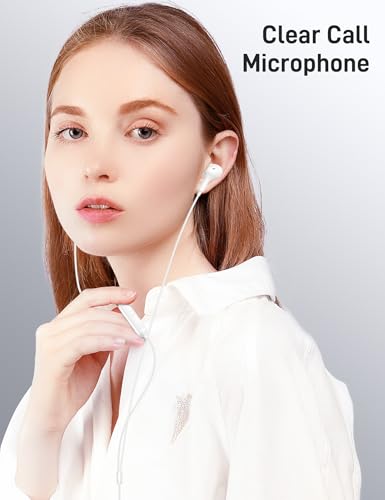 Image of iMangoo for Apple MFi-Certified Headphones for Lightning Wired Earbuds Magnetic Ear Buds with HiFi Bass,3 Ear Tips Mic Corded Earphones for Gym, Commuting for iPhone 14 Plus 13 12 11 Pro Max White