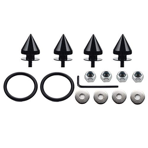 Dewhel Spiked Aluminum JDM Quick Release Fasteners For Car Bumpers Trunk Fender Hatch Lids Kit Color Black