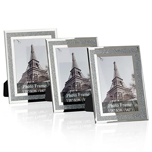Efuturetime Set di 3 cornici portafoto in vetro