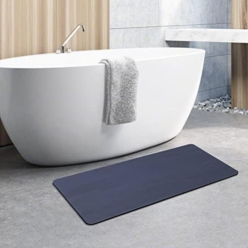 ZOESIOER Bath Mat Rug Rubber Non Slip Bottom Quick Dry Super Absorbent Fit Under Door Innovative Thin Bathroom Rugs for in Front of Bathtub Sink Shower Room 20"x47", Navy Blue