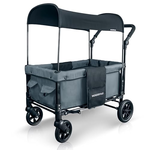 Image of WONDERFOLD W1 Original Double Stroller Wagon, Gray