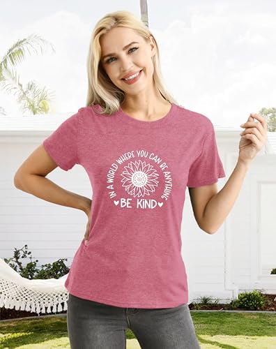 Be Kind Shirt for Women Flower Letter Print Tee Tops Casual Inspirational Kindness T-Shirt2