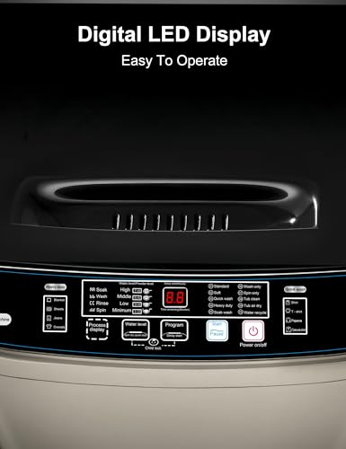 Portable Washing Machine - 2.0 Cu.ft Portable Washer Full-Automatic With LED Display, Compact Washer Ideal for Apartments, Homes, and Dorms, 10 Wash Cycles, Low Noise, IPX4 with Drain Pump