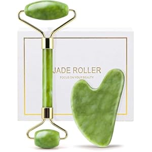 huefull Gua Sha Facial Tools & Jade Roller Set for Skin Care, Reduce Puffiness and Improve Wrinkles, Guasha Tool for Face, Gua Sha Stone Self Care Gift for Woman Man, Christmas Gifts
