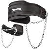 DMoose Fitness Dip Belt for Weight Lifting, Pullup, Squats & Dips - 36 Robust Steel Chain, Comfortable Neoprene Padding Supports 350lbs - Gym Weight Belt for Strength Training Workout & Weightlifting