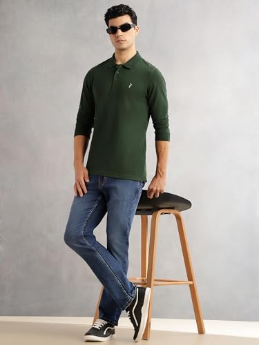 Image of Thomas Scott Men's | Solid | Full Sleeve | Regular Fit | Cotton Blend | Polo Collar | Casual Tshirt