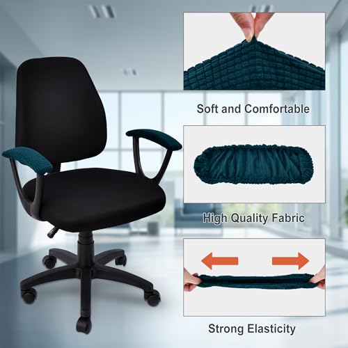 Image of SARAFLORA Office Chair Armrest Cover Stretchable Water Resistant Spandex Stretch Computer Office Chair Arm Pad Covers Chair Slipcover for Desk Chairs Arm Sapphire 2 Pcs