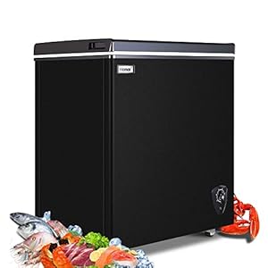 Deep Freezer 5 cubic Feet chest Freezer With Storage Basket And Top Open Door Small freezer 7 Temperature Control for Home Garage Apartment Kitchen Office Black