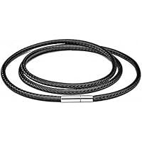 GNAUMORE Collar de cordón de Cuero con Cierre de Plata de,Collar de Cordón Encerado con Broche,Collar Negro Cordón,para Collar Pulsera Fabricación de Joyas