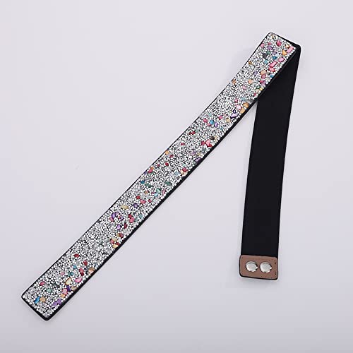 Jumwrit Rhinestone Pu Leather Stretchy Shiny Crystal Waist Belt Bling Elastic Wide Cinch Sparkle Colorful Party Dress Belt for Women and Girls (Style 8)4