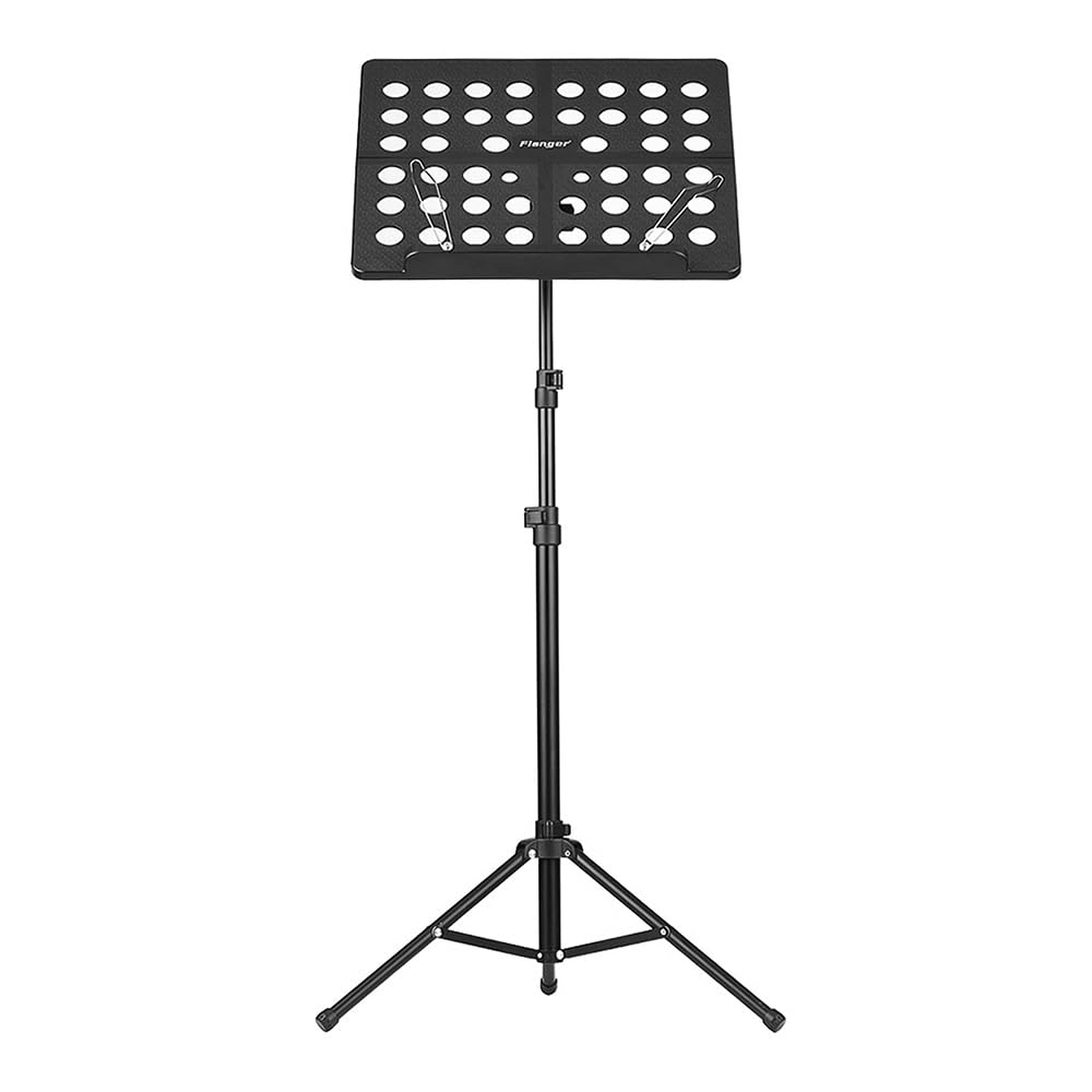 Btuty Flanger Notenständer, zusammenklappbar, Aluminiumlegierung, mit wasserdichter Tragetasche für Orchester, Violine, Klavier, Gitarre, Instrumentendarstellung