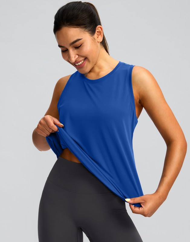 Image of Women's Workout Tops Racerback Athletic Tank Tops Sleeveless Loose Fit Yoga Running Gym Shirts for Women