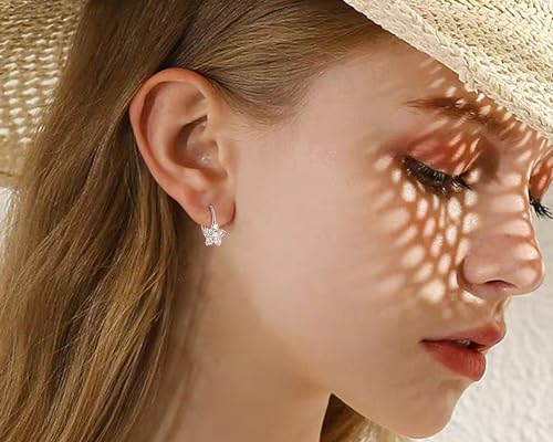 Moissanite Earrings for Women, 925 Sterling Silver 1.2ct D Color Brilliant Round Cut Moissanite Hoop Huggie Earring, Hypoallergenic Leverback Drop Dangle Earrings Christmas Birthday Jewelry Gifts2