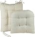 Klear Vu Omega Non-Slip Rocking Chair Cushion, Assembled in USA, Thick Tufted Design, Includes Seat Pad & Back Pillow with Ties, 17x17 Inches, 2-Piece Set, Solid Ivory