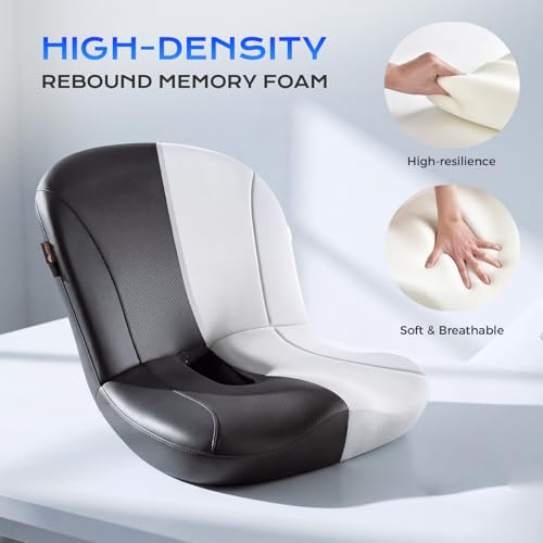 Image of Coverado Car Seat Cushion and Lumbar Support Pillow One Piece, Napa Leather Memory Foam Ergonomic Back Support Driving Seat Cushion for Back Pain, Non-Slip Washable Cushion for Car, Driver, Office