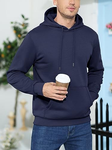 Magcomsen Men'S Casual Pullover Hoodies Long Sleeve Hooded Sweatshirts Athletic Sweatshirts Active Sportswear Fall Spring Pullover Navy L thumb #1