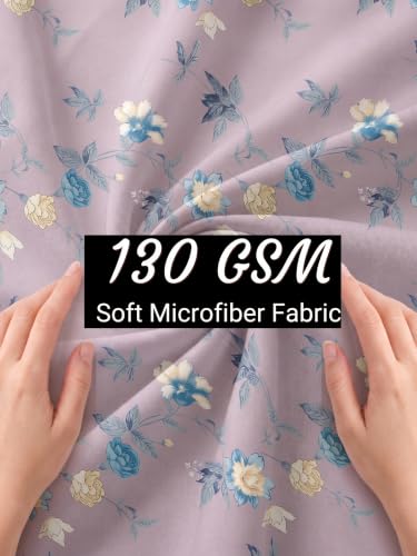 Image of Mafatlal 130 GSM Pearl Double Size Bedsheet with 2 Pillow Covers | 90 x 100 Inches | Soft Microfiber Fabric | Lightweight, Quick Dry, Color Lock, Smooth Finish for Everyday Comfort | Lavender Floral
