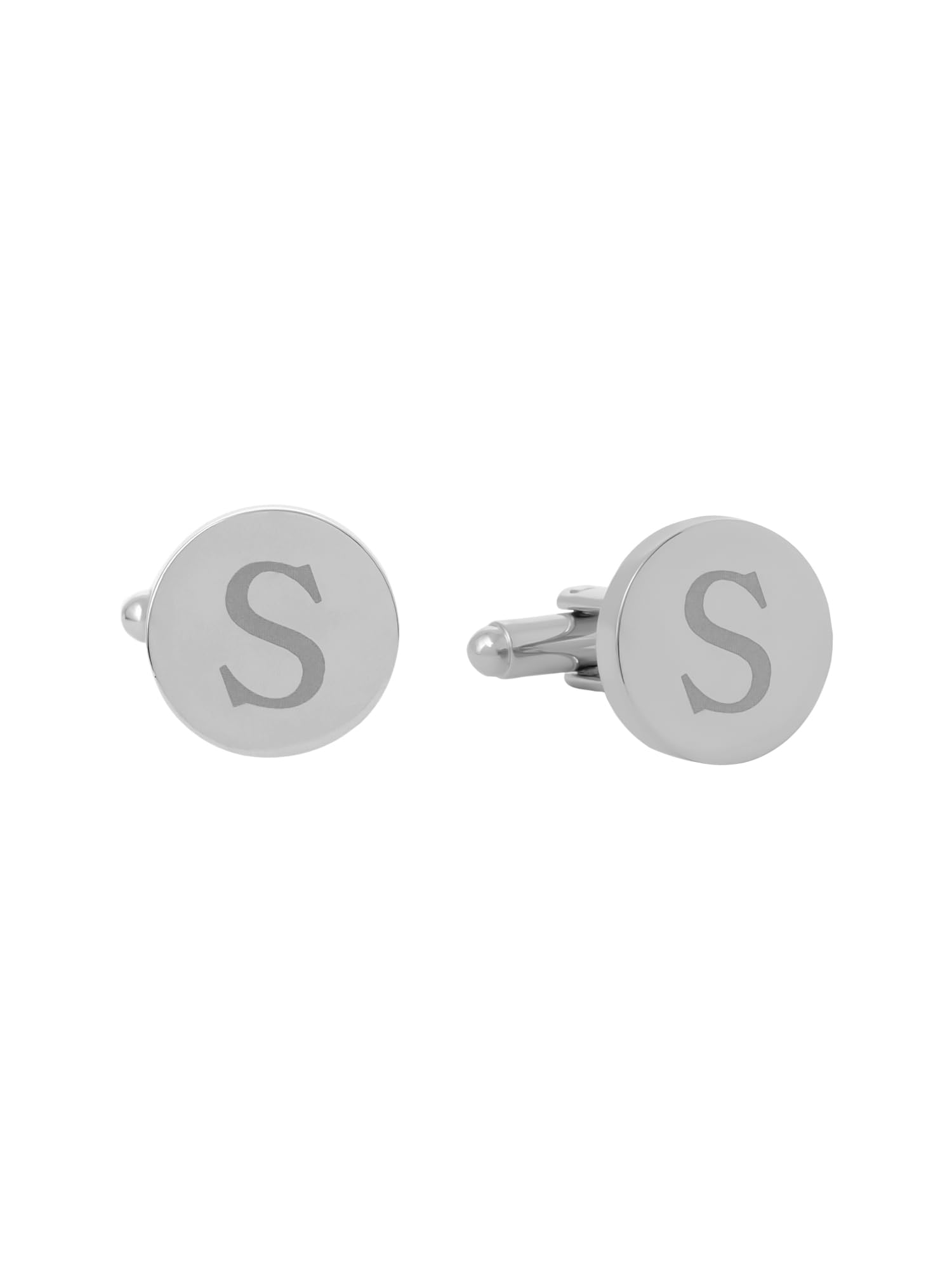 Exclusive Collection Alphabet Letters Stainless Steel Statement Cufflinks for Men (Silver S Cufflinks)