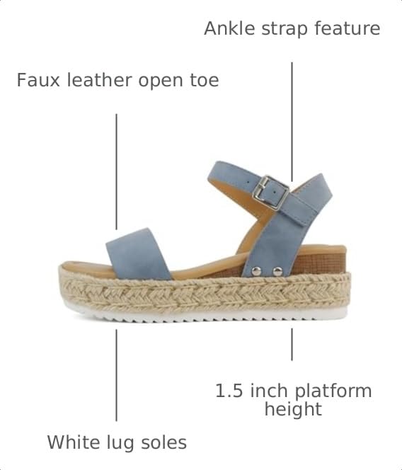 Image of Soda CLIP ~ Women Open Toe Ankle Strap Platform Espadrille Sandal | Casual Sandals