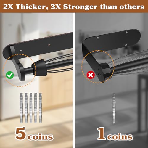 Image of Swaitee Magnetic Paper Towel Holder for Fridge, Under Cabinet Paper Towel Holder Wall Mount, Self Adhesive No Drill, One Hand Tear Ratchet, Fits Jumbo Rolls, Black for Kitchen RV Garage