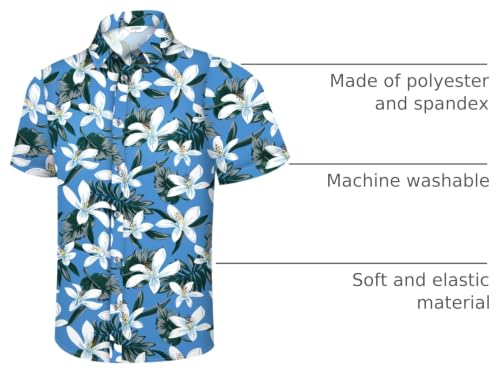 Image of Hawaiian Shirt for Men Tropical Shirts Summer Beach Button Down Short Sleeve Luau Aloha Floral Cruise Vacation Outfit 2026