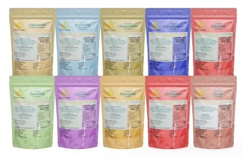 Image of A D Food & Herbs Combo of Dried Jasmine, Safflower, Lavender, Butterfly Pea, Marigold, Rose, Hibiscus, Blue Cornflower, Chamomile, Calendula Flowers Each of (20 GMS)