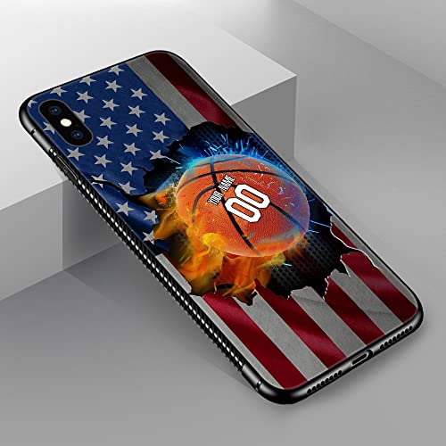 Personalized Classic Basketball Us Flag Gift Phone Case Custom Your Name And Number Customized Sport Phone Case Cover For Men Boy Gift For Apple Iphone Xr #TOP4