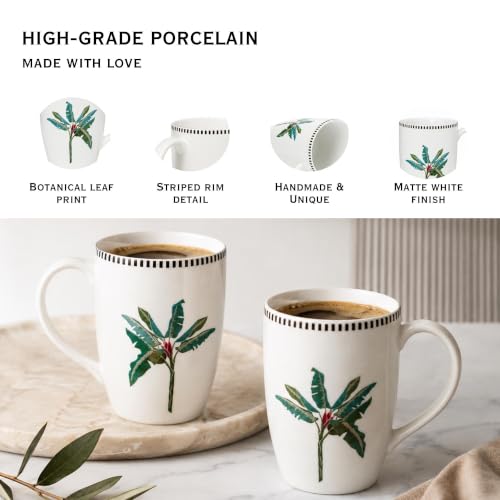 Image of Vistas Palm Ceramic Large Mug Set of 2 for Coffee, 350ml Each | Microwave & Dishwasher Safe Coffee Mug | Matte Finish Coffee Cup | Mug Set, Perfect for Every Occasion, Coffee Cups & Mugs