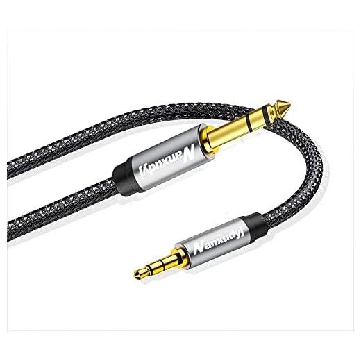 Nanxudyj aux Cord 20ft/6M, 6.35mm Male to 3.5mm Stereo Audio Cable,Aux TRS Cable Compatible for Headphones,Laptop,Home Theater Devices, and Amplifiers & More, 24K Gold Plated Audio Cable