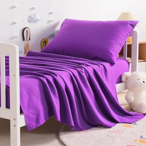 NTBAY Toddler Microfiber Sheet Set, 3 Piece, Purple