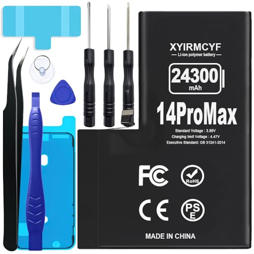 XYIRMCYF 24300mAh Super Capacity Battery Compatible with iPhone 14 Pro Max 0 Cycle Li-Polymer Replacement Battery for iPhone 14 Pro Max with Professional Repair Tool Kit