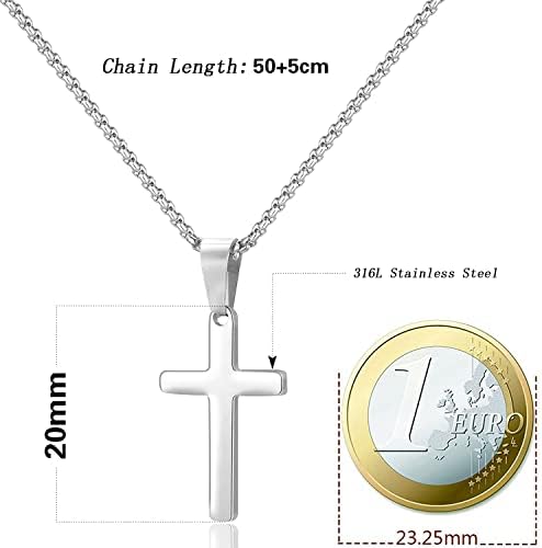 MUERDOU Cross Pendant Necklace for Men Women Boy Girl Silver Gold Black 316L Stainless Steel Christian Jewellery
