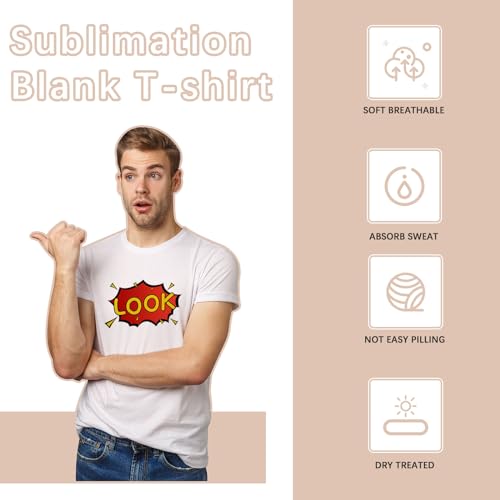 ORJ 2 PCS Adult Unisex Sublimation Blank T Shirts polyester tshirts for sublimation White Crew Neck3