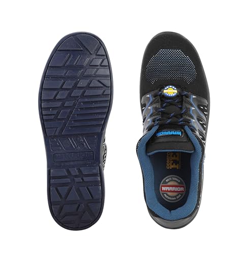 Image of Liberty Warrior 3004-28 Safety Shoes for Men, Genuine Leather, Light Weight, Fibre Glass Toe, Industrial Shoes for Men, Orange & Blue, Sizes-5UK-11UK