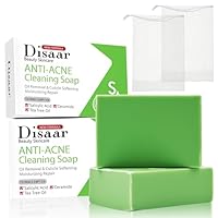 Salicylsäure Seife, Salicylsäureseife mit einem Schaumnetz, Naturseife, Gesichts und Körperseife mit Teebaumöl Neuramid, Pore Peeling, Geeignet für Gesicht und Körper, Entfernt Talg - 2X100g